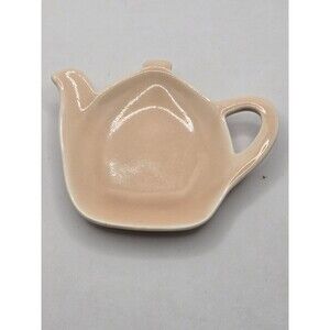 Tea Bag Holder Spoon Rest Tea Pot Shaped Orange Stoneware Ganz Vintage